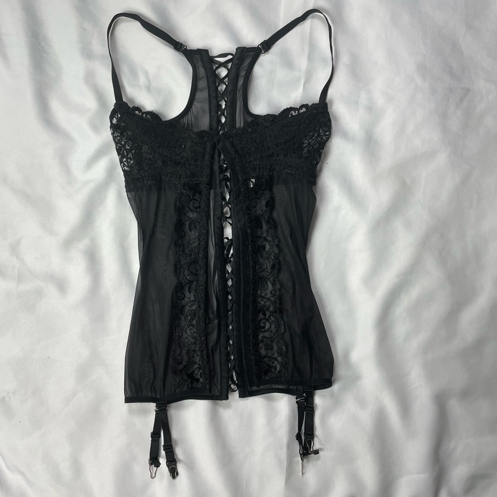 vintage grunge goth bustier lingerie top small shirley of hollywood